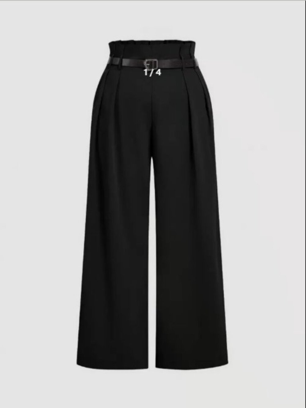 NWOT SHEIN Curve High-Waist Wide Leg Black Dress Pants Belt 1X
